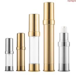 500pcs 5ml 10ml 15ml 20ml 30ml Gold Silver Anodized Aluminum Airless Bottles Luxury Travel Cosmetic Cream With Pump SNgoods Ruxup