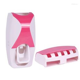 Bath Accessory Set Automatic Toothpaste Dispenser Wall Mounted Toothbrush Holder Dust-proof Storage Rack Squeezer Device Bathroom
