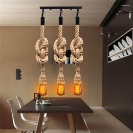 Pendant Lamps E27 Retro Three Head Rope Bulb Holder Hanging Lights Fixture For Country Vintage Industrial Style Home Decor