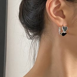 925 silver needle drip glaze love earrings niche designer simple temperament earrings high -level charm women