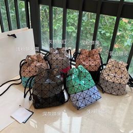 Lingge Women's Bag Water Bucket Bag Small Strap Drawstring Frosted One Shoulder Handheld Crossbody Bag Bright Coloured Bag