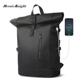 School Bags Heroic Knight Men s Backpack Waterproof Rollup Women Travel Expandable USB Charging Large Capacity Laptop Bag Mochilas 230821