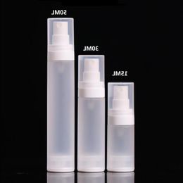 100pcs 15ml 30ml 50ml Airless Lotion Pump White Frosted PP bottle for Eye cream Foundation subpackage bottles Cnjps