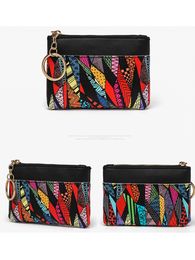 DHL300pcs Coin Purses Fashion PU Irregularity Printing Patchwork Color Short Card Holder