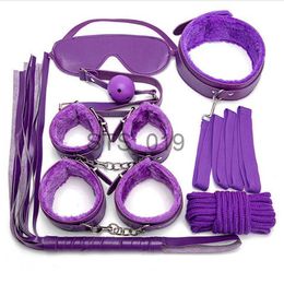 Other Health Beauty Items PU Leather Bed Binding Leg Splitter Handcuffs Shackle Bundled Rope Set Female Products Flirt SM Adult Props Bundle Set x0821 x0821