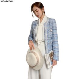 Women's Jackets Women' Small fragrance Temperament plaid Coat Autumn lady style long-sleeved tassel tweed coat high-end Ladies Jacket 230818