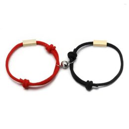 Link Bracelets Alloy Magnet Hand Woven Rope Bracelet Niche Design Couple Jewellery Ins Cool Style