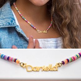 Chains Custom Personalized Necklace Stainless Steel Soft Pottery English Letters Name Children's Christmas Gift