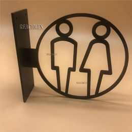 Garden Decorations 3D Side Mount Wc Signs Door Sticker Men Women Restroom Toilet Sign Doorplate Tips Guide Creative Signage Acrylic Plaque 230818