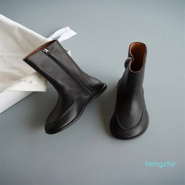 Women's Shoes Leather Ankle Boots Leather Inside Zip Fashion Boots Style Runway Show