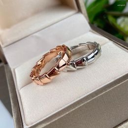 Cluster Rings S925 Sterling Silver Gold-Plated Full Diamond Naked Snake Bone Ring European And American Senior Ladies Fashion Brand Jewelry