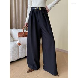 Women's Pants SuperAen High-end Korean Autumn Draped Pleated Elastic Waist Commuting Wide Leg For Women