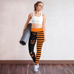 Women's Pants Halloween Striped Tight High Waisted Elastic Slim Pencil Printed Cropped Pantalones De Mujer