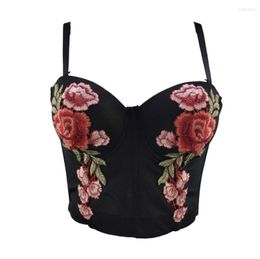 Bustiers & Corsets Fashion Appliques Embroidery Bustier Push Up Night Club Bralette Women's Floral Bra Cropped Top Vest Corset Plus Size