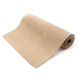 Table Runner DIY Jute Line Vintage Table Runner 30cmx1000cm Burlap Roll Rustic Wedding Decoration Party Country Home Party Chair Decor 230818