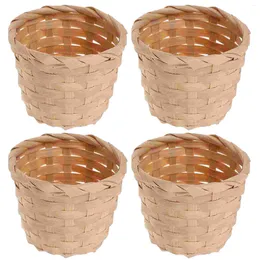 Dinnerware Sets Bamboo Mini Flower Basket Fruit Storage Hand-woven Artificial Holder Indoor Decor