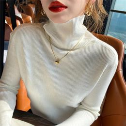 Women's Sweaters Stretch Women Turtleneck Pullovers Soft Shirt Long Sleeve Slim Sweater