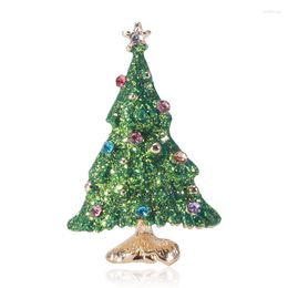 Brooches Snowing Christmas Tree Women Men Sparkling Rhinestone Brooch Pins Year Gifts