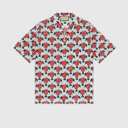 Plus Sizes 3XL Men's Casual Vintage Shirts Men Summer Short Sleeve Silk Bowling Shirt Man Cardigan Blouse Fashion Hawaii Flor207B