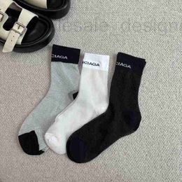 Socks & Hosiery Designer Summer Thin ankle socks Fashionable Sweet B Letter semi-transparent Black and White Silver calf sock for Women MZRA