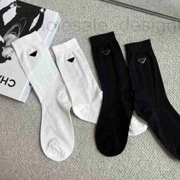 Socks & Hosiery Designer Trendy high ankle sock Thin Triangle Iron Label Black White Gold Thread Silk Medium Tube Stacked socks for women M502