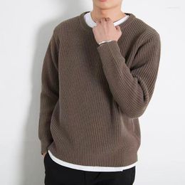 Men's Sweaters 2023 Winter Thickened Wool Round Neck Long Sleeve Knitting Loose Lazy Style Coats Solid Color Pullover Size S-3XL