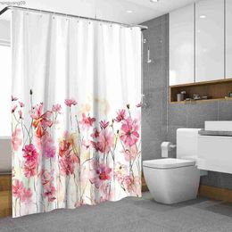 Shower Curtains Beautiful Flower Tulip Sunflower Bathroom Curtain Fabric Waterproof Polyester Shower Curtain With R230821