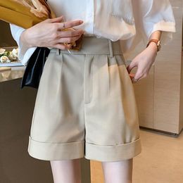 Women's Shorts High Waist Slimming Casual Pants Loose A- Line Wide Leg Flanging Suit Fashion