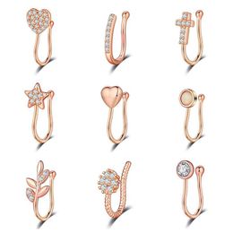 Fashion Heart Clip On Nose Ring Star Fake Nose Piercing Clip On Cross Nose Clip Fake Jewellery Faux Piercing Nez