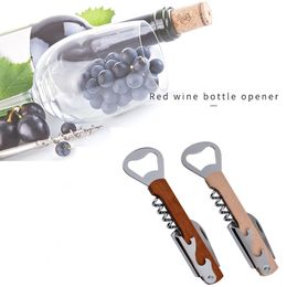 4 in 1 Wine and Beer Bottle Opener Wood Handle Handheld Corkscrew Soda Glass Cap Openers Kitchen Bar Tools Q503