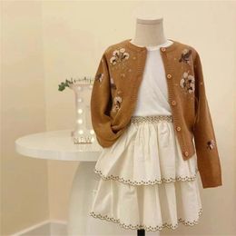 Pullover BP2023 Merino Wool Hand broderad stickad Cardigan Autumn and Winter Children s Coat tröja 230818