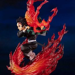 Action Toy Figures 25cm Demon Slayer Tanjirou Fire Kagura Action figure toys collection doll Christmas gift box R230821