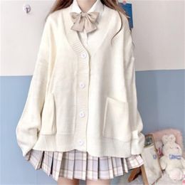 Women's Knits Tees Cardigan Women Solid Oversize Loose Sweaters Student Preppy Sweet Girl Cute Knitwear All-match Soft Basic ZY5208 230816