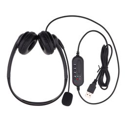 USB Wired Business Headset With Mic Volume Control Mute Cancelling Call Center Headphone