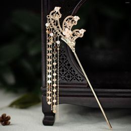 Hair Clips Fashion Woman Hairpin Super Fairy U-shaped Simple Pearl Metal Flower Tassel Alloy Accessories Female Headwear