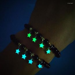 Strand Luminescence Men's Hand Chain Women's Fluorescent Natural Stone Bead Couple Bracelet With Elastic Band Jewellery Gift