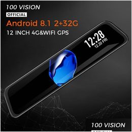 Car Video 4G Android 8.1 Dvr 12 Inch Rearview Mirror Hd 1080P Gps Wifi Adas Dash Cam Dual Lens Recorder Camera Registrar Dvrs Drop D Dhluy