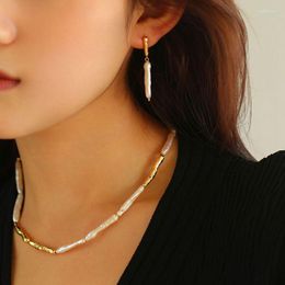 Chains Skyfish Toothpick Baroque Pearl Collarbone Chain Earrings Female Ins Fashion Simple Set Commuter Travel Party Jewelry