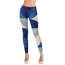Women's Leggings Geometric Pattern Stretch For Women Casual High Waist Printed Yoga Running Fitness Pants Sexy BuLifting