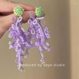 Dangle Earrings Women's Delicate Charm Acrylic Beaded Earring Korean Fashion Flower Jewellery Romantic Elegant Classic Vintage Jewellery