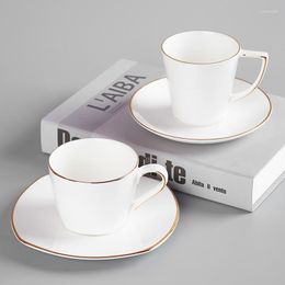 Cups Saucers Large-Capacity Gold Edge Coffee Cup And Saucer Set Creative Design European Afternoon Tea Light Luxury Bone China Drinkware