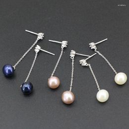 Dangle Earrings Sterling Long Drop Earring For Women 3 Colors Natural Freshwater Pearl 8mm 4cm Gifts Jewelry B3442