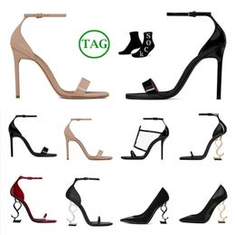 Pumps high heels Leather Stiletto Peep-toes Classic Sandals slingback Gold Tone triple black red Pointy Toe Leather designer women Party Wedding Office Dress Shoes