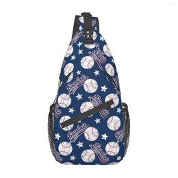 Backpack Print Baseball Blue Chest Bag Cross School For Boy Men Women Outdoor Hiking Travel Casual Unisex One Size