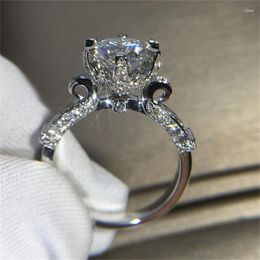 Wedding Rings Trendy Jewelry For Women Cubic Zirconia Charms Bridal Engagement White Gold Color Ring Drop