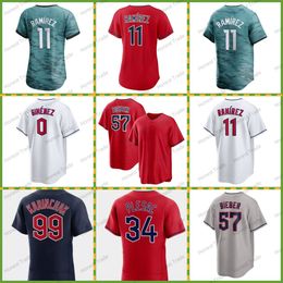 Men Women Kids 99 James Karinchak Jersey Baseball Logan Allen Gabriel Arias Shane Bieber Will Brennan Mike Zunino Hunter Gaddis Josh Naylor Tyler Freeman Custom Red