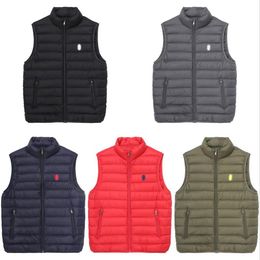 POLO mens vests Vertical collar down vests warm Sleeveless pony Hip Hop fashion jackets outwear coats S-XXXL291D