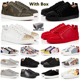 With Box Designer mens low dress casual shoes Sneakers fashion Black White Camo Green Glitter Grey pink leather suede men womens spikes trainers sports shoe sneaker
