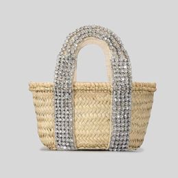 designer bagtote Fashionable Rattan small handbag rhinestone wicker women's handmade summer beach Bali wallet stylishhandbagsstore