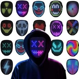 Party Masks Halloween LED Mask Gesture Light Mask Face-changing Induction Party Performance Atmosphere Props 230818